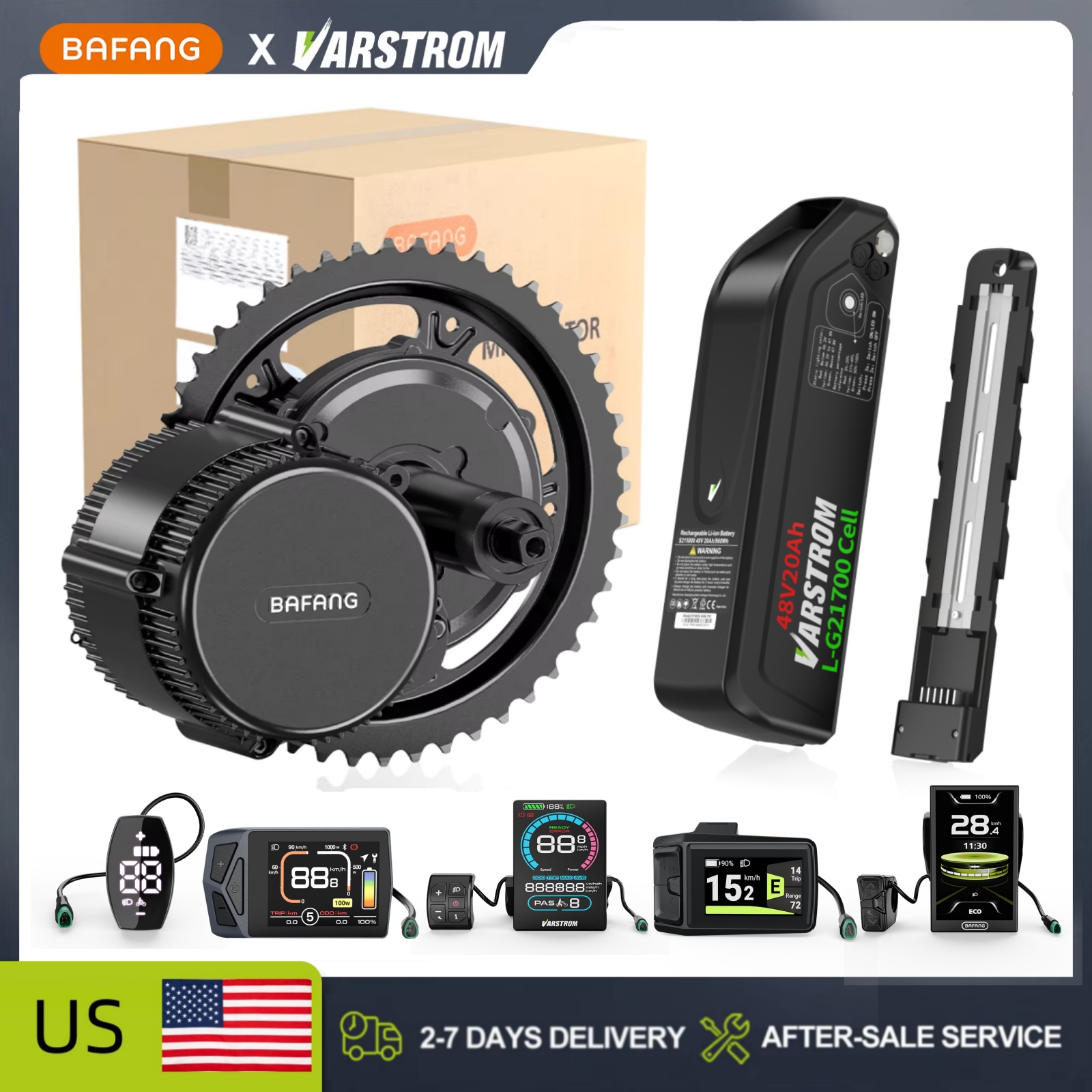Bafang Bbs02B 48V 750W Mid Drive Kit - 【米国在庫】Bafang 48V ミッドドライブモーター＆バッテリー、電動自転車コンバージョンキット、オリジナルBBS02B 750W、BBSHD 1000W、電動自転車用エンジン