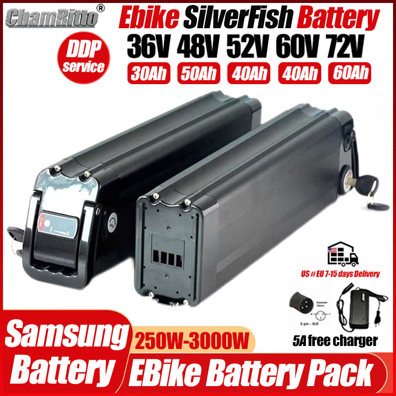 Electric Bicycle Battery 72V 30Ah - 電動自転車 36v 48v 52v シルバーフィッシュバッテリー 60v72v